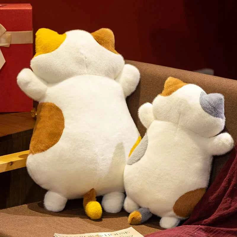 42cm/60cm Kawaii Big Fat Belly Calico Cat Plush Toys Stuffed Soft Long Animal Cat Pillow Nap Cushion Birthday Gift for Kids