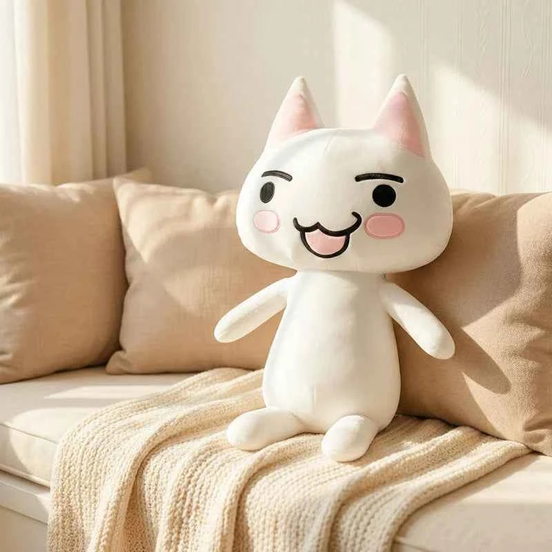 Oversized White Cat Plush Stuffed Animal – Giant Soft Kitten Hug Pillow Toy