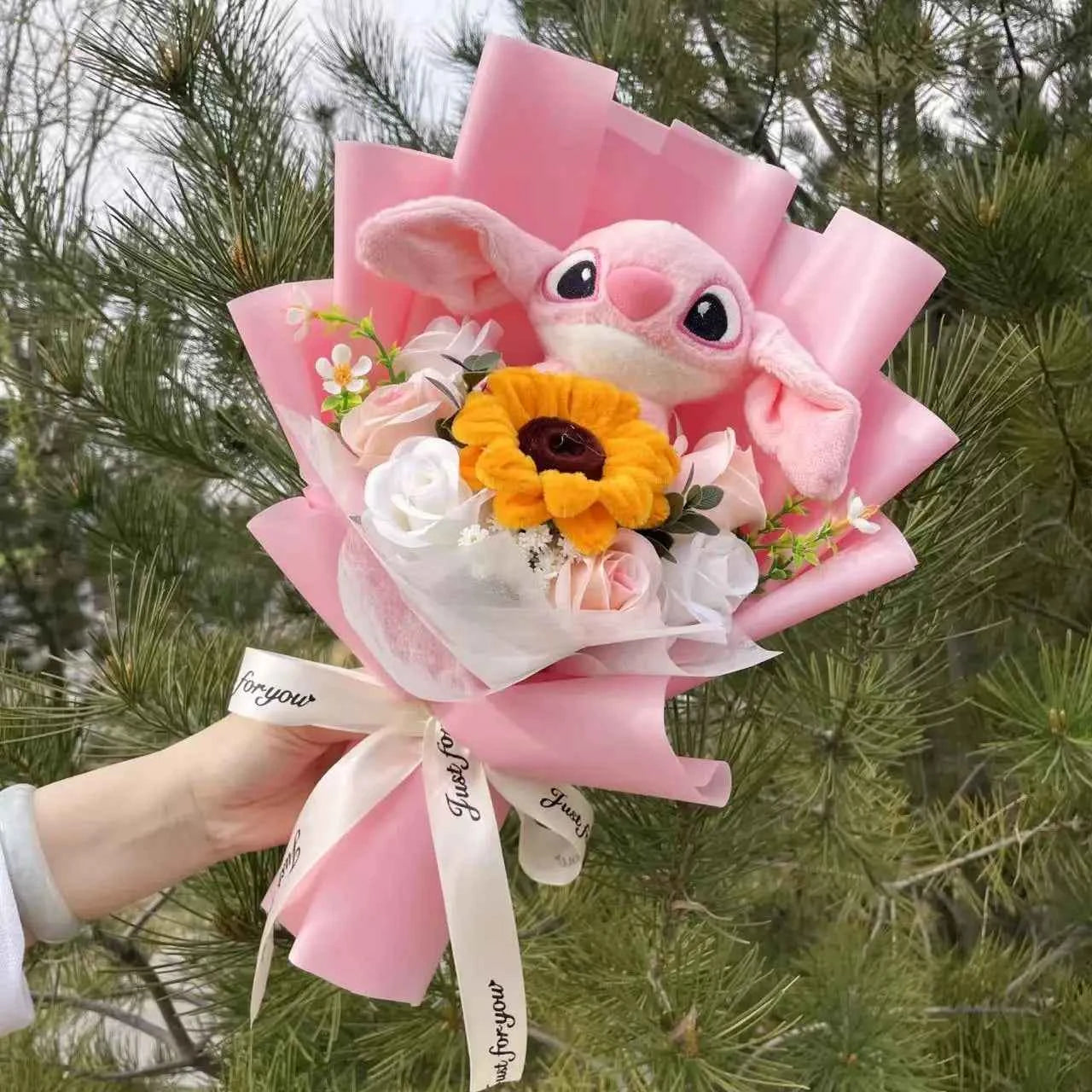 Super Soft Anime Stitch Plush Bouquet (11.0-13.8 in) - Stuffed Doll Gift
