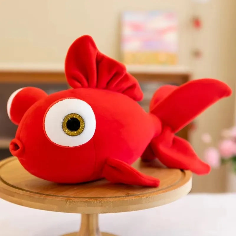 Kawaii Cute Fish Plush Pillow - Soft Stuffed Sea Animal Doll and Gift, 3 Colors and 3 Sizes Red