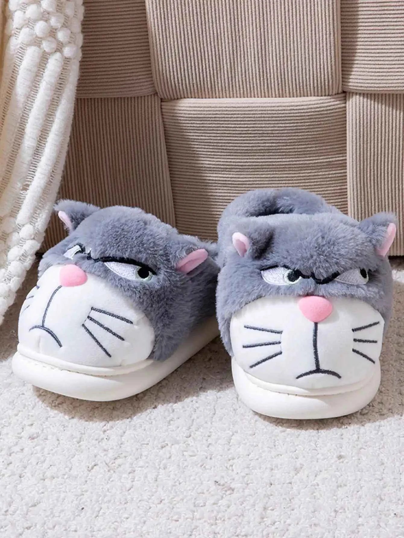 Cute Cat Couple Cotton Slippers - Men's/Women's Winter Warm Thick Bottom Home Shoes