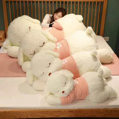 Giant Lying Dog Plush Toy – Soft Sweater Puppy Body Pillow