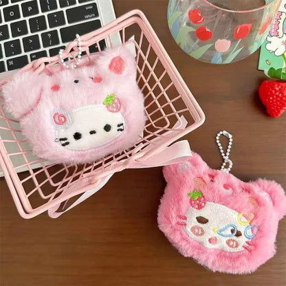 Creative Kawaii Anime Sanrio Hello Kitty Plush Keychain Cute Backpack Pendant Decoration Accessories Soft Stuffed Doll Toy Gifts