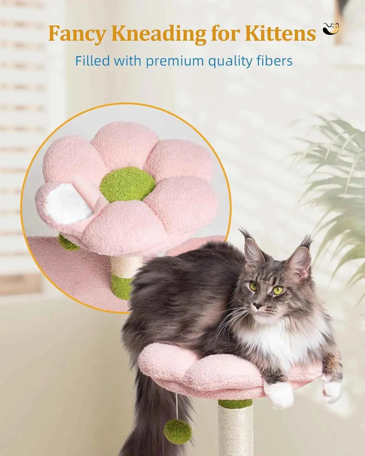 Large Cat Tree 2-Door Condo Scratching Posts Floral Perch &