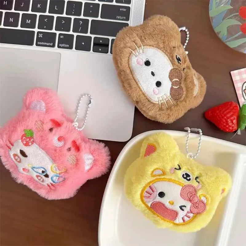 Creative Kawaii Anime Sanrio Hello Kitty Plush Keychain Cute Backpack Pendant Decoration Accessories Soft Stuffed Doll Toy Gifts