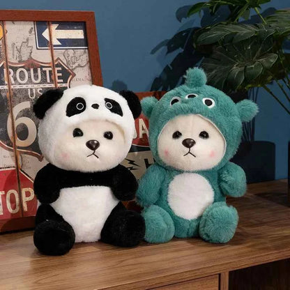 25cm Lovely Stuffed White Bear Plush Toy Turn Into Pikachu Stitch Cute Japanese Style Plushies Sleeping Doll Soft Fluffy Gifts