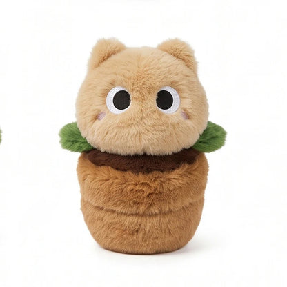 Kawaii Flower Pot Cat Plush – 25 cm Brown 25 cm (9.8 in)