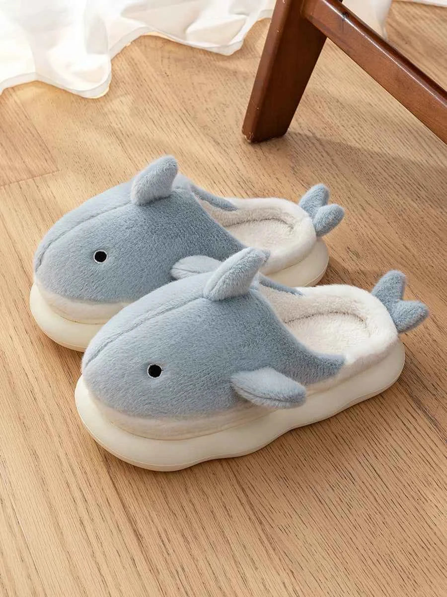 Fashion Fluffy Home Slippers - Women's/Couple Winter Platform Slides (Heel 1.4 in)