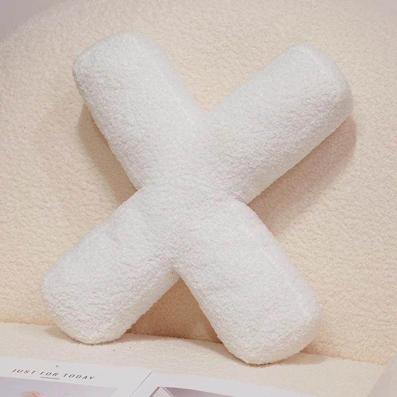 Kawaii English Letter Plush Pillow – Soft Stuffed Alphabet Sofa Cushion & Kids Learning Toy (A–Z + Heart) X