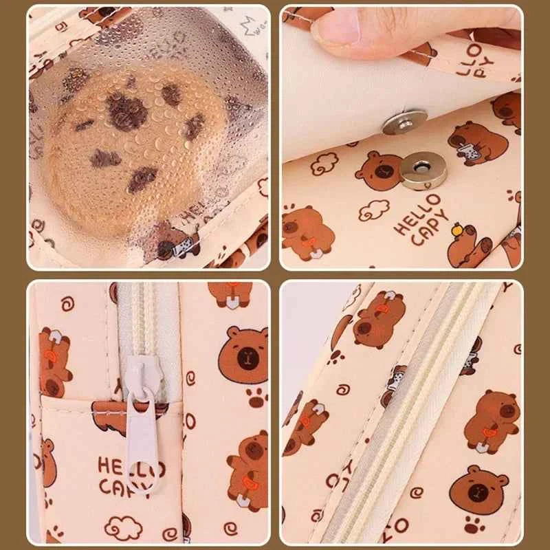 Kawaii Capybara Multi-Layer Pencil Case (8.5 in) - Large Capacity Stationery Organizer