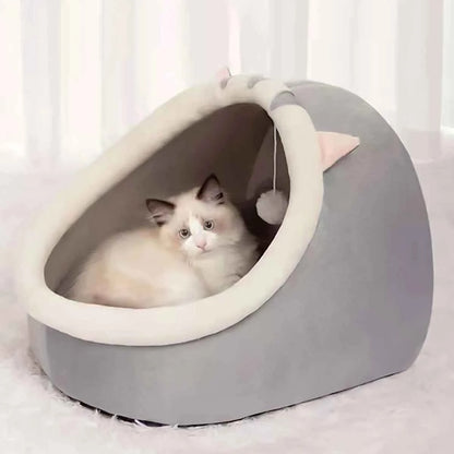 Snoozify Calming Cat/Dog Bed (Up to 18.8 in) - Cozy Semi-Enclosed Nest