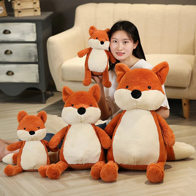 Kawaii Fluffy Fox Plush Toy – Soft Stuffed Cartoon Fox Sofa Pillow & Valentine’s Gift (35–90cm)