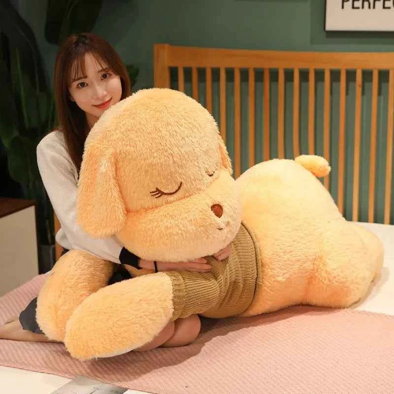 Giant Lying Dog Plush Toy – Soft Sweater Puppy Body Pillow