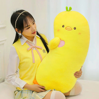 Kawaii Animal Long Body Pillow Plush – Soft Leg-Hugging Sleep Companion (Capybara, Duck, Rabbit, Kitten) Duck
