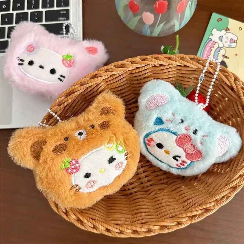 Creative Kawaii Anime Sanrio Hello Kitty Plush Keychain Cute Backpack Pendant Decoration Accessories Soft Stuffed Doll Toy Gifts