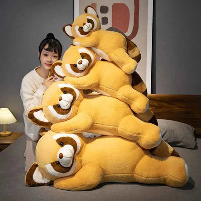 Kawaii Raccoon Plush Hug Pillow – Soft Stuffed Red Panda Doll in Brown & Gray (55–90cm)