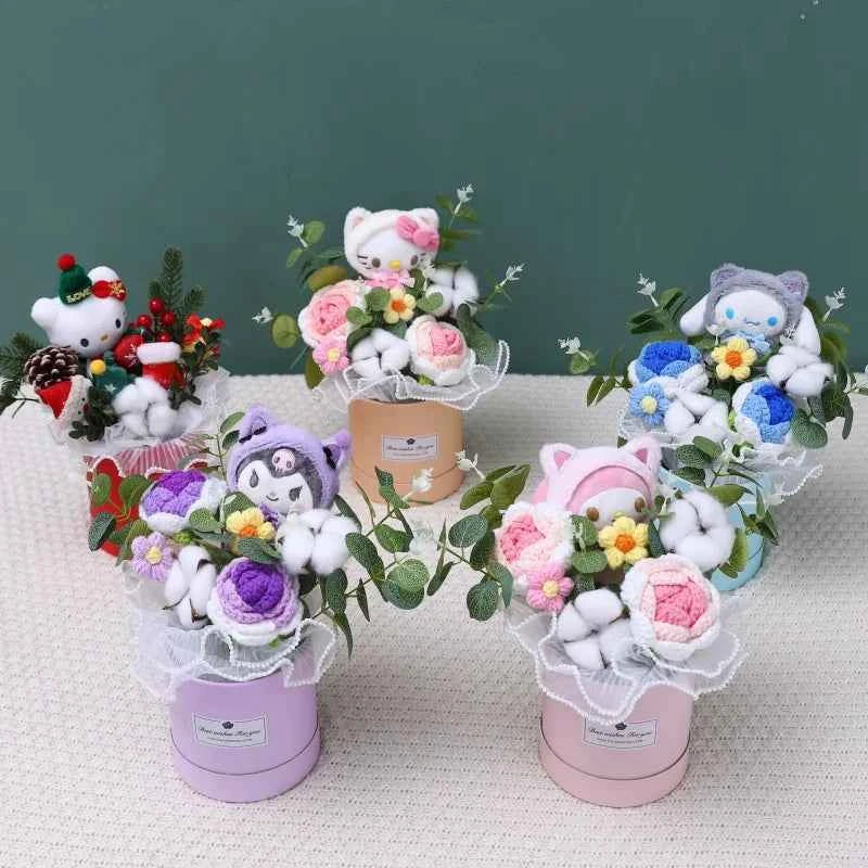 Sanrio Plush Bouquet (11.8-13.8 in) - My Melody/Kuromi/Cinnamoroll Hug Bucket Gift