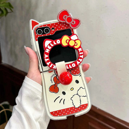 Sanrio Hello Kitty Diamond Studded Z Flip Case - Bow Design with Lanyard (Z Flip3 to Z Flip7)