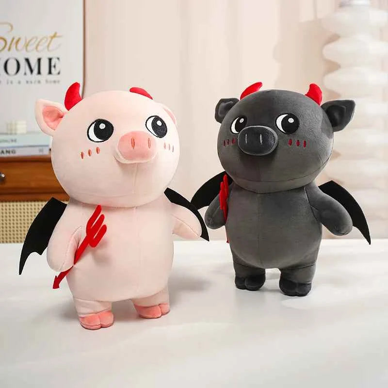Kawaii Demon Pig Plush Toy – Cute Devil Pig Stuffed Animal Doll