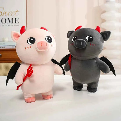 Kawaii Demon Pig Plush Toy – Cute Devil Pig Stuffed Animal Doll