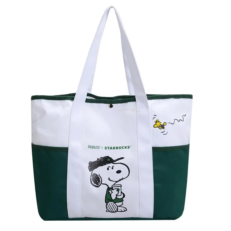 Classic Snoopy Canvas Crossbody Tote Bag – Large Capacity Shoulder Bag White