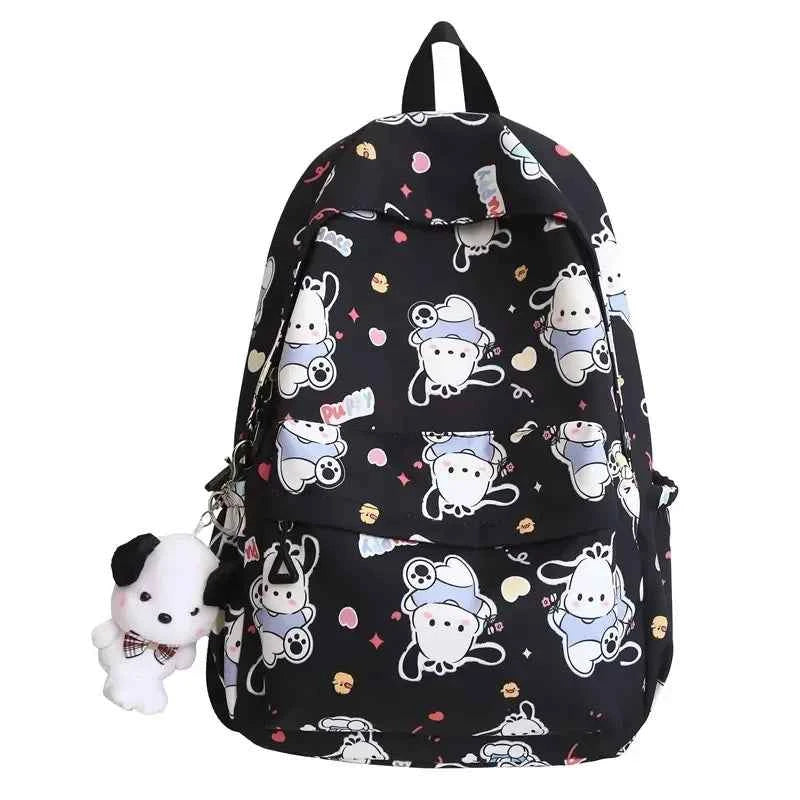 Sanrio Pochacco Printed Backpack Cartoon Zipper Shoulders Bag Large Capacity Student Schoolbag Waterproof Cute Y2k Girl Gifts