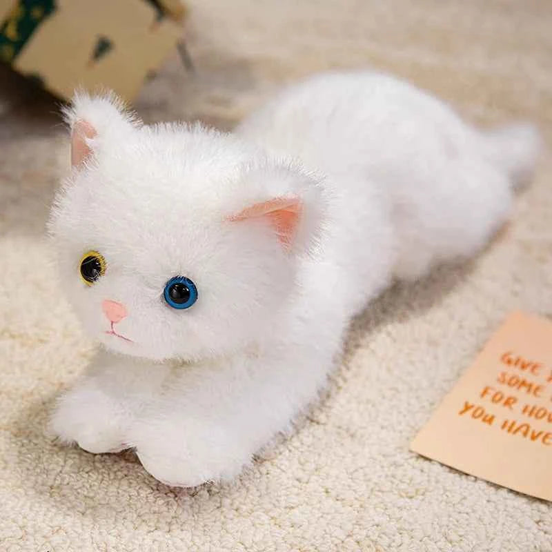 6 Colors Cute Simulation Cat Plush Toys Soft Stuffed Kitten Model Fake Cat Realist Animals Kids Girls Valentine's Day Gift