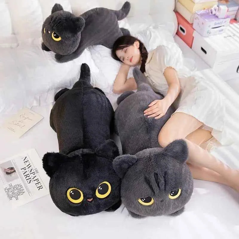 50cm kawaii Black Cat Plush Toy Doll Cute Big Cuddly Pillow Cushion Ins Black Cat Plush Toy Doll For Boy Girl Brithday Gifts