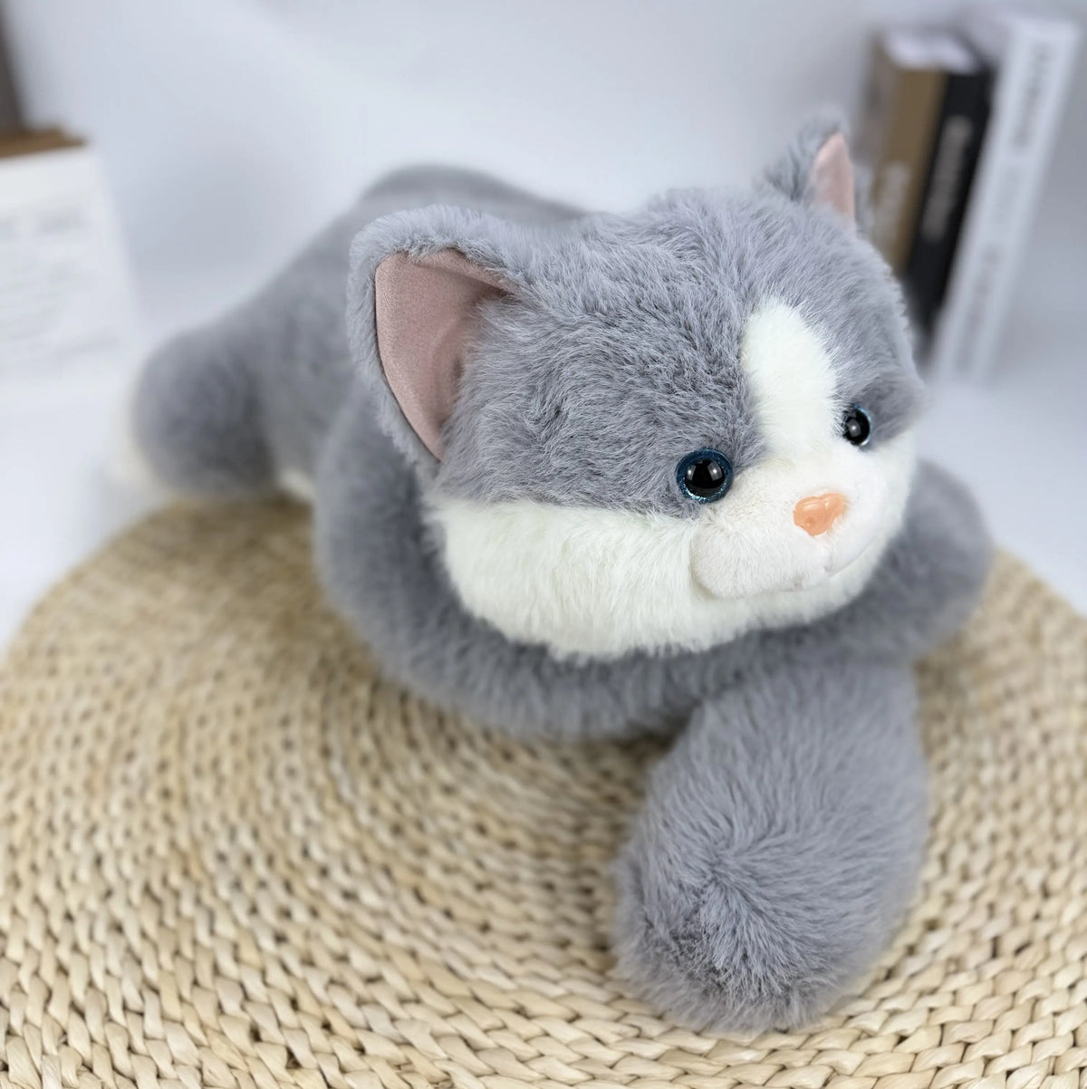 30/65CM Long Arm Weighted Series Panda Koala Dinosaur Tree Lazy Bear Plush Doll Cute Cartoon Animal Lying Doll Party Gift Grey Cat
