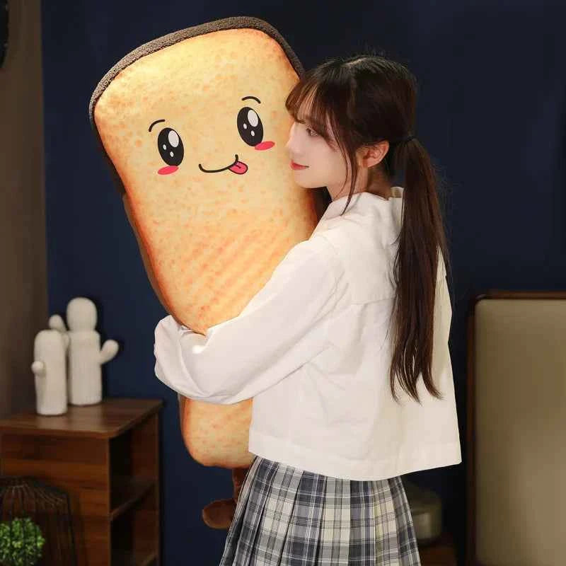 Cute Toast Bread Plush Pillow – Kawaii Soft Food Stuffed Cushion