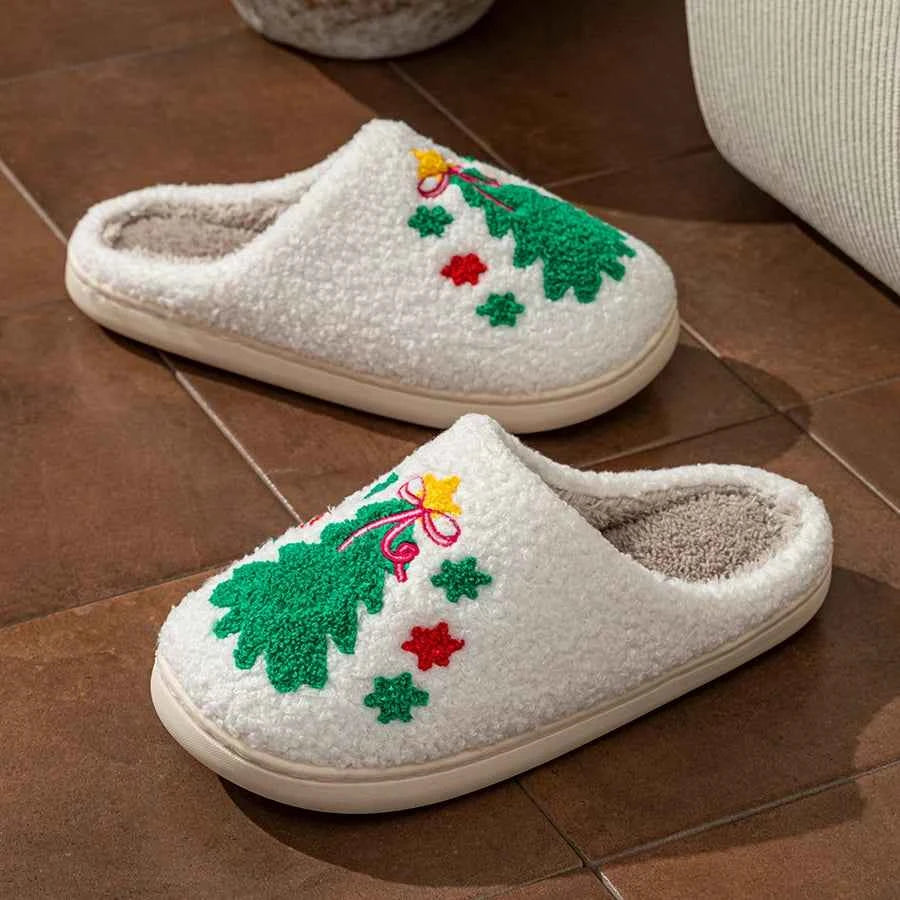 Christmas Tree Couple Slippers - Women's/Men's Soft Warm Indoor Holiday Shoes