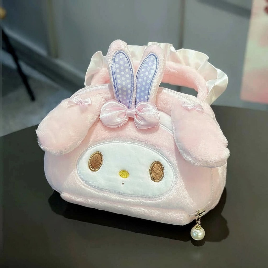 Lovely My Melody Handbag Japanese Style Cosmetic Bag Kawaii Anime Piano Plush Lolita Bag Large Capacity Birthday Gifts