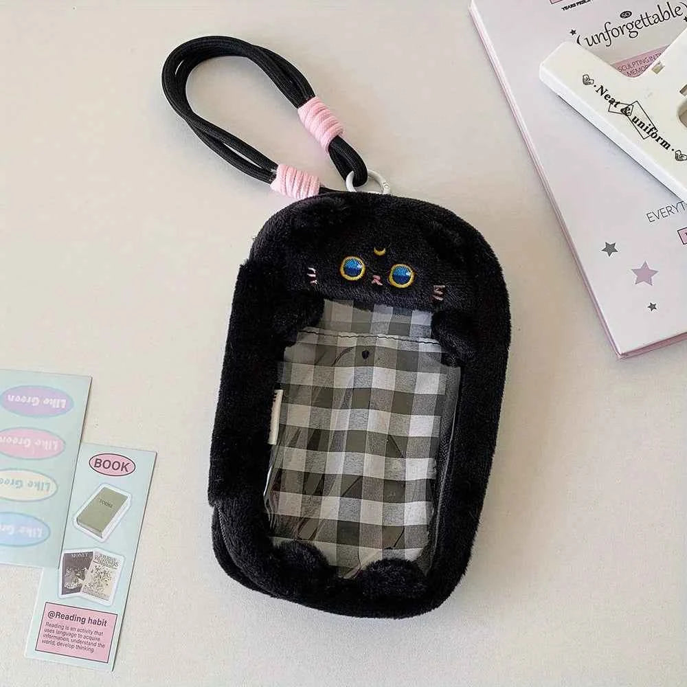 Cartoon Window Storage Bag Handle Walking Handbag Phone Bag Black
