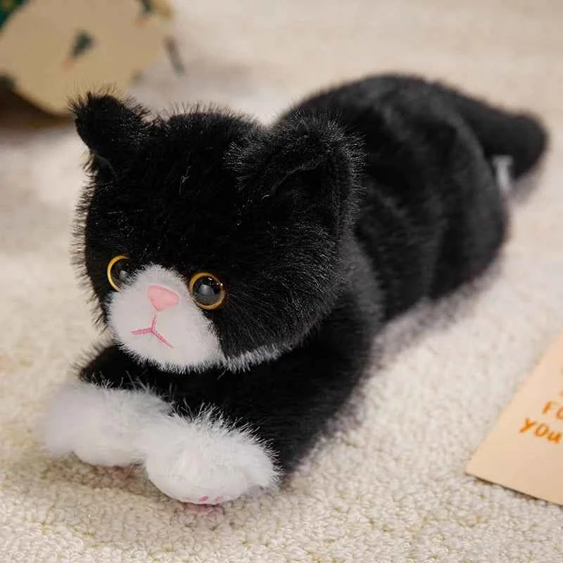 6 Colors Cute Simulation Cat Plush Toys Soft Stuffed Kitten Model Fake Cat Realist Animals Kids Girls Valentine's Day Gift