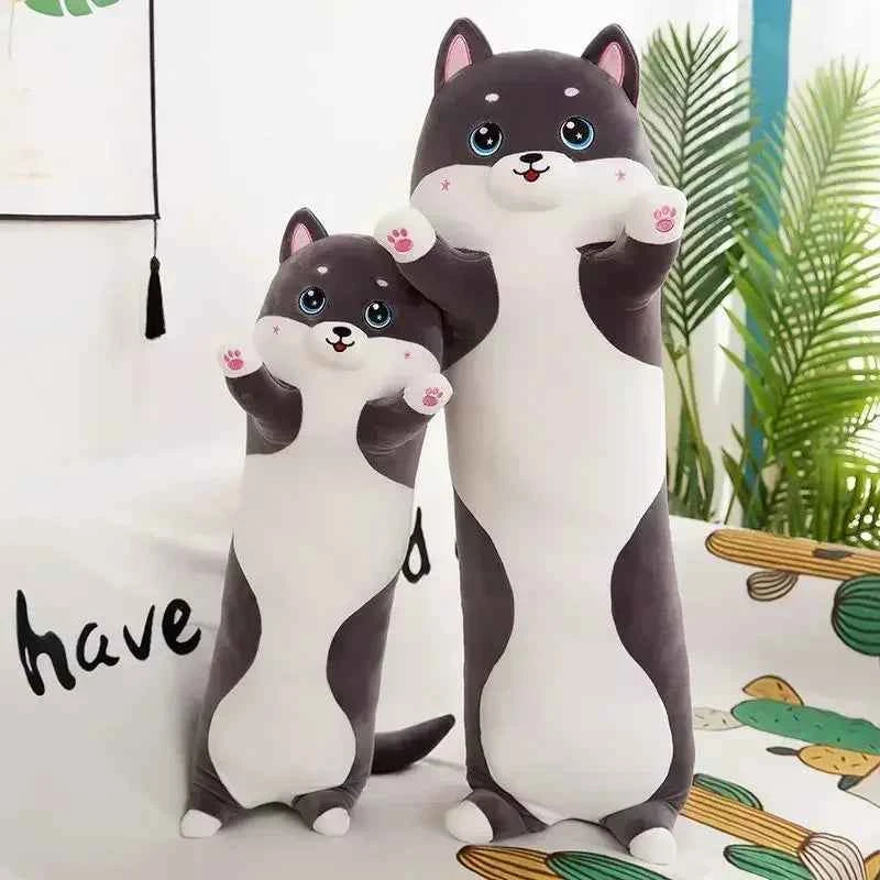 Kawaii Chubby Husky Body Pillow - Soft Stuffed Dog Long Sleeping Pillow and Gift, 3 Colors and 4 Sizes