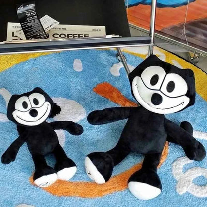 Kawaii Retro Black Cat Plush Toy – Soft Cartoon Cat Sofa Cushion & Office Pillow Doll (30 & 45cm)