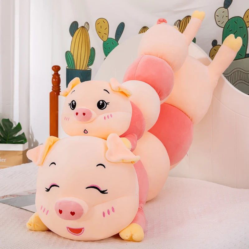 Caterpillar Pig Plush Pillow – Giant Kawaii Stuffed Animal
