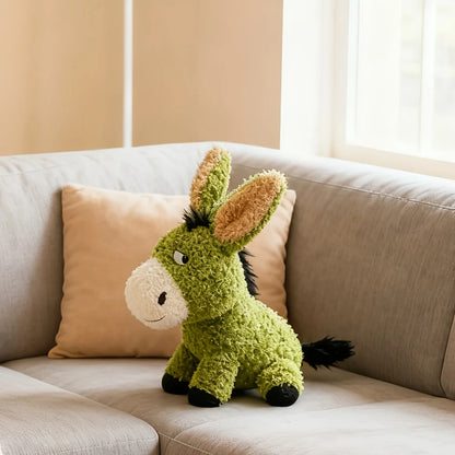 Donkey Dog Plush Toy – Durable Squeaky Chew Toy for Dogs Green 9.8" (25cm)