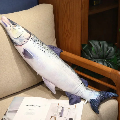 Kawaii 3D Simulation Fish Plush Pillow – Realistic Stuffed Tuna, Salmon, Grouper & More Salmon