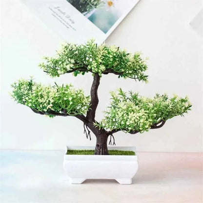Artificial Plants Bonsai Small Tree Pot Fake Plant Flowers White