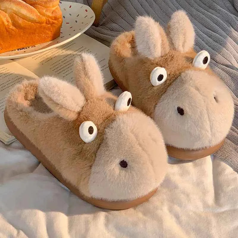 Cartoon cotton slippers women in autumn winter waterproof s Khaki