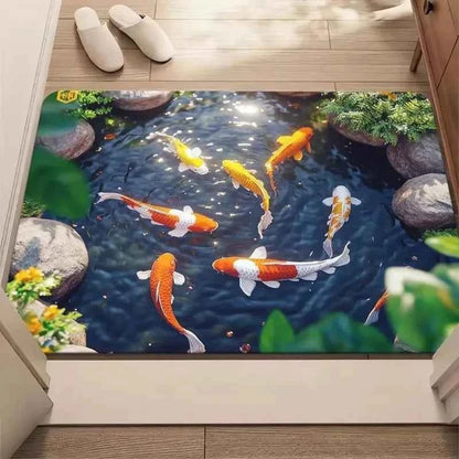 3D Optical Illusion Cat Round Hole Door Mat Daily Home Room