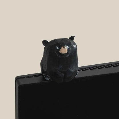 Hand Carved Wooden Bear Figurine Statue Set Black Brown Black