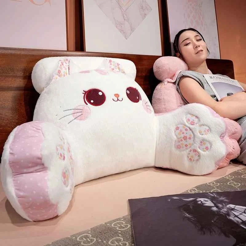 Kawaii Cat Triangle Backrest Plush Pillow - Stuffed Sofa Cushion Hug Pillow Room Decor Gift, 3 Colors and 2 Sizes