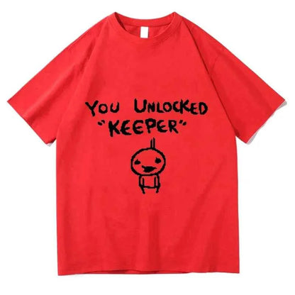 The Binding Of Isaac Print T Shirt - Oversized You Unlocked Keeper Streetwear Tee