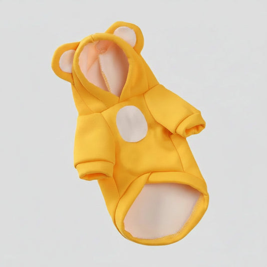 Cute Hairless Cat Hoodie Sweater – Warm Sphynx Pet Clothing Yellow