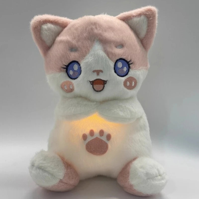 Luminous Breathing Fox Cat Plush Toy – Music & Light Sleep Companion
