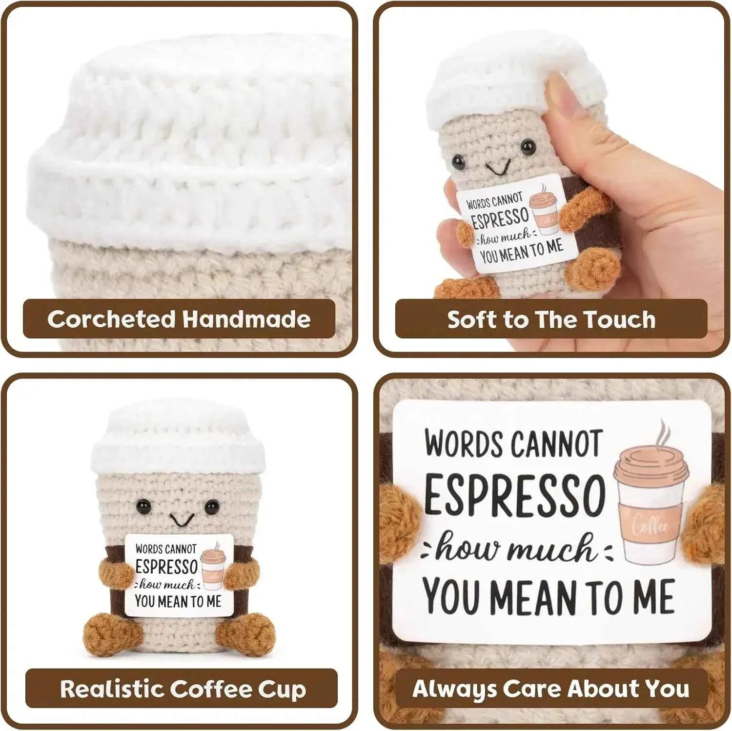 Funny Crochet Emotional Support Coffee Doll Card Desktop