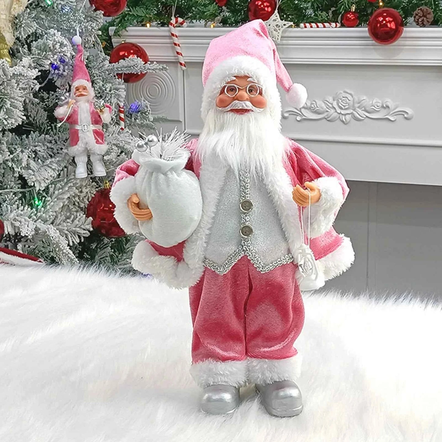 Cute 12 inch Sitting/Standing Santa Claus Figurine - Xmas Tree & Fireplace Decor