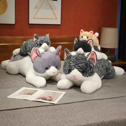 Realistic Kitten Plush Toy – Cute Sleeping Cat Stuffed Animal Pillow